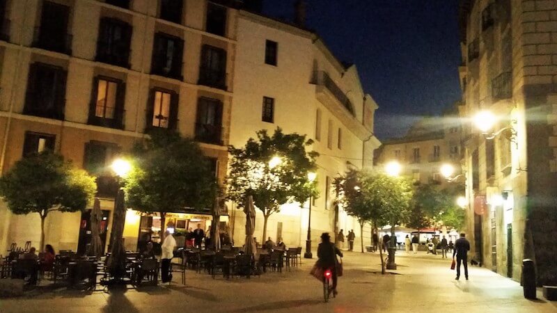 Streets of Madrid at night